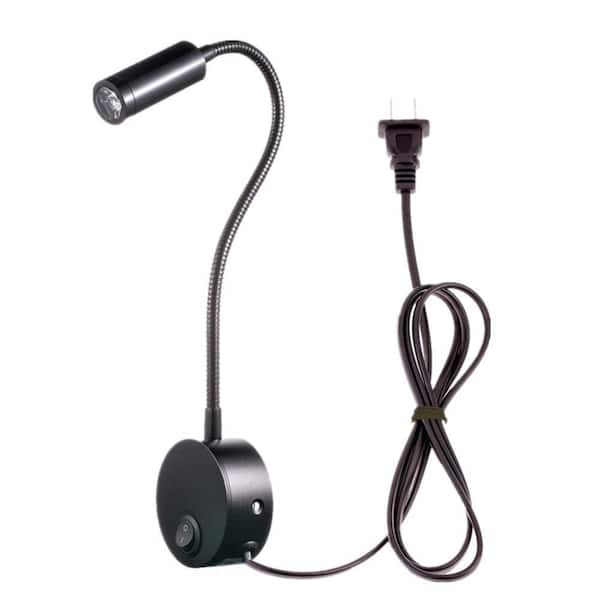 8 in 1 Light Black Cool Integrated LED Vanity Light Bar with Flexible Gooseneck Reading Arm and Plug Switch