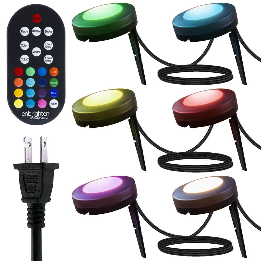 Enbrighten 12-Bulb 110 ft. Bronze Outdoor Integrated LED 2200 Color Changing Landscape Path Lights 41017 Sansujyuku sansujyuku.com