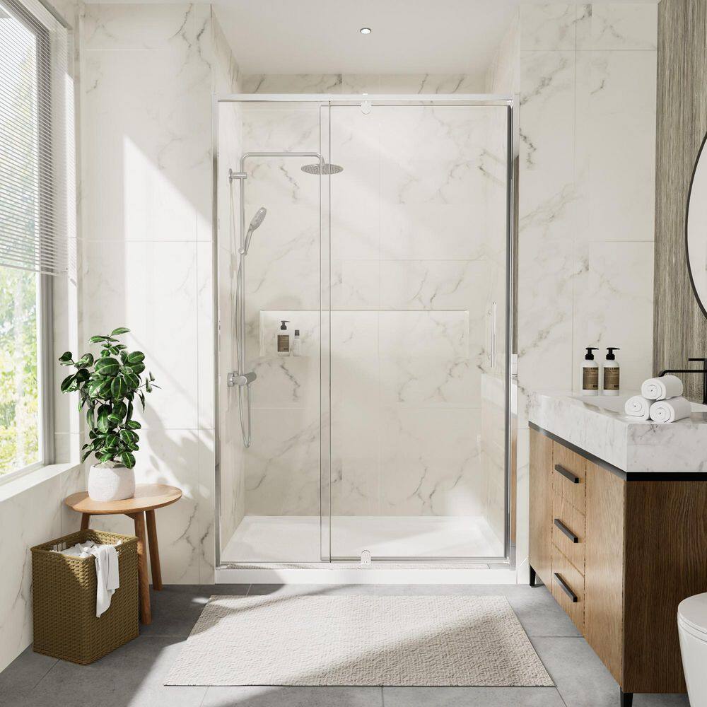 38 - 42 in. W x 71 in. H Pivot Frame Shower Door in Chrome Finish with SGCC Certified Clear Glass price history on PriceWatchPro