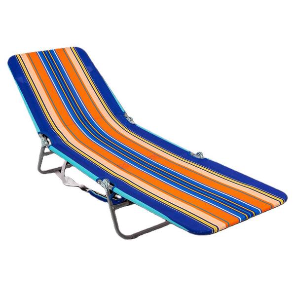 Rio Beach Blue/Orange Striped Folding Backpack Beach Lounge Chair with