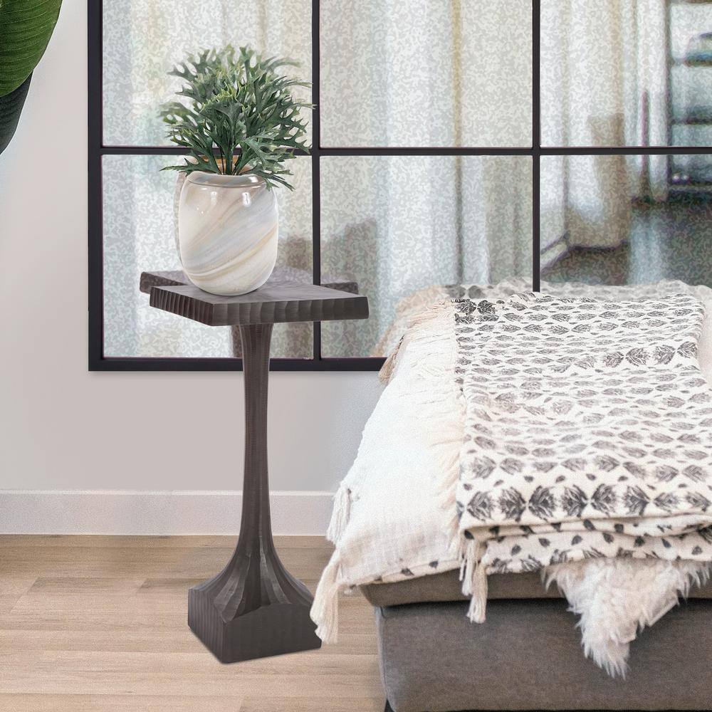 Graphite Cast Aluminum Square Martini Pedestal Table