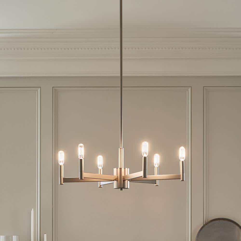Erzo 26 in. 6-Light Satin Nickel Contemporary Candle Circle Chandelier for Dining Room price history on PriceWatchPro