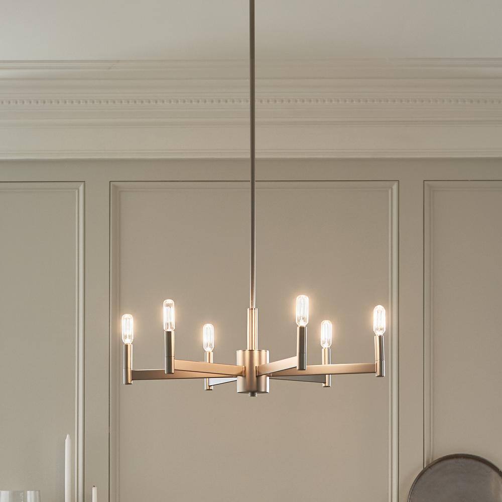 Sleek Modern 26" Black Nickel 6-Light Ambient Chandelier