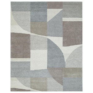 Gray 8 ft. x 10 ft. Rectangle Abstract Wool/Cotton Area Rug