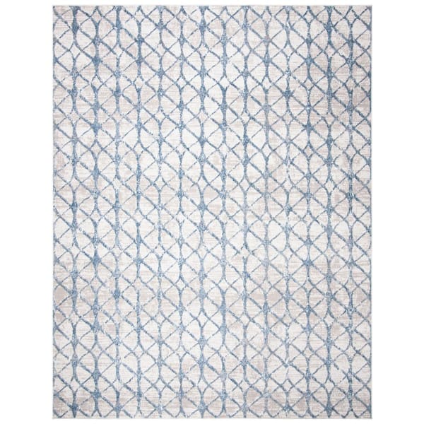 SAFAVIEH Amelia Gray/Blue 12 ft. x 18 ft. Interlaced Geometric Area Rug