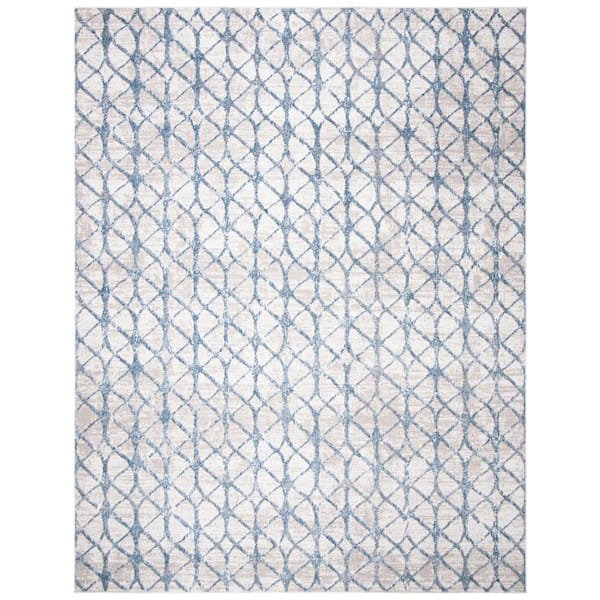 Amelia Gray/Blue 9 ft. x 12 ft. Geometric Area Rug