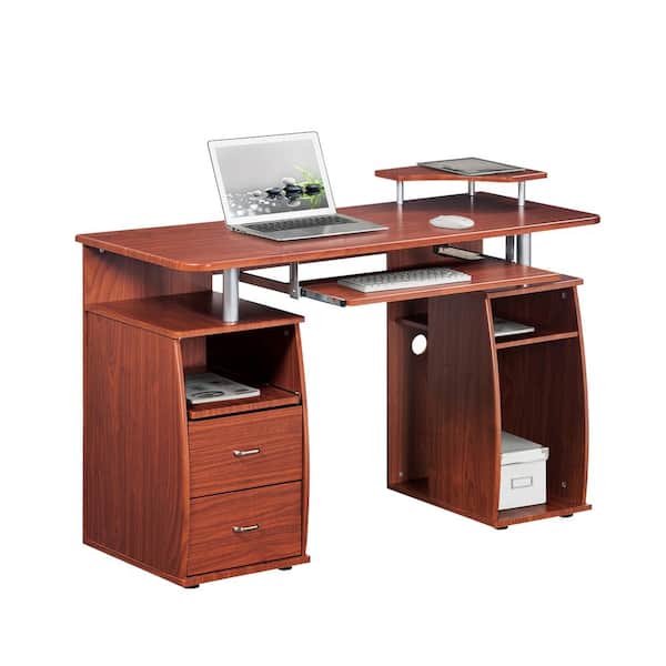 Techni Mobili 48 in. Rectangular Mahogany 2 Drawer Computer Desk with