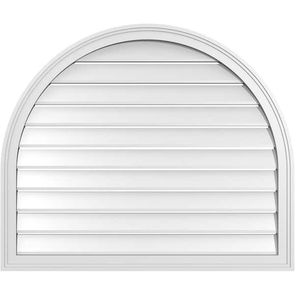 Ekena Millwork 38" x 32" Round Top Surface Mount PVC Gable Vent: Functional with Brickmould Frame