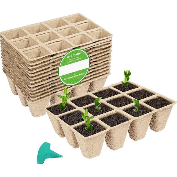 144 Cells Peat Pots Seed Starter Trays Biodegradable Germination Trays Organic Plant Starter Kit with Plant Labels