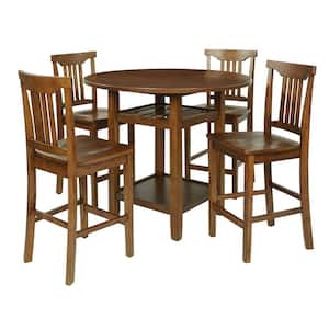 Oakland 5-Piece Set Table Chairs in Toffee with Wood Stain