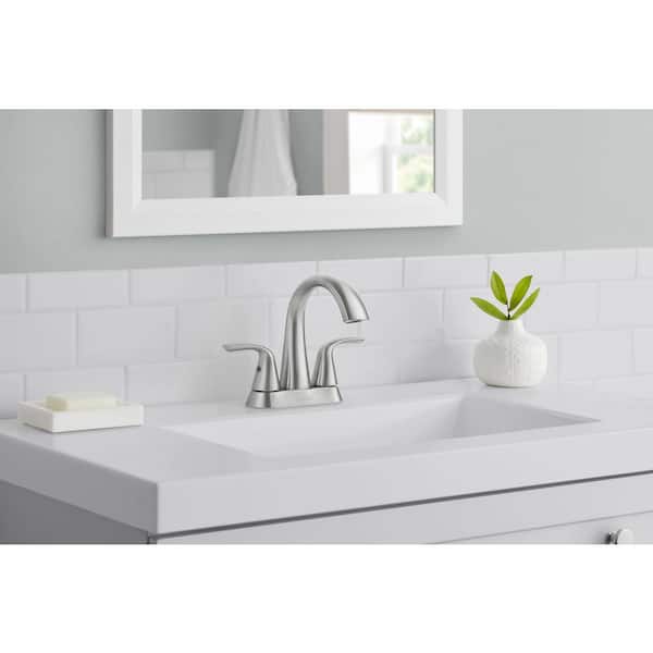 Irena 4 in. Center set Double-Handle High-Arc Bathroom Faucet in Brushed Nickel