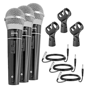 3PCS Black Premium Vocal Dynamic Cardioid Handheld Microphone with 16 ft. Detachable XLR Cable