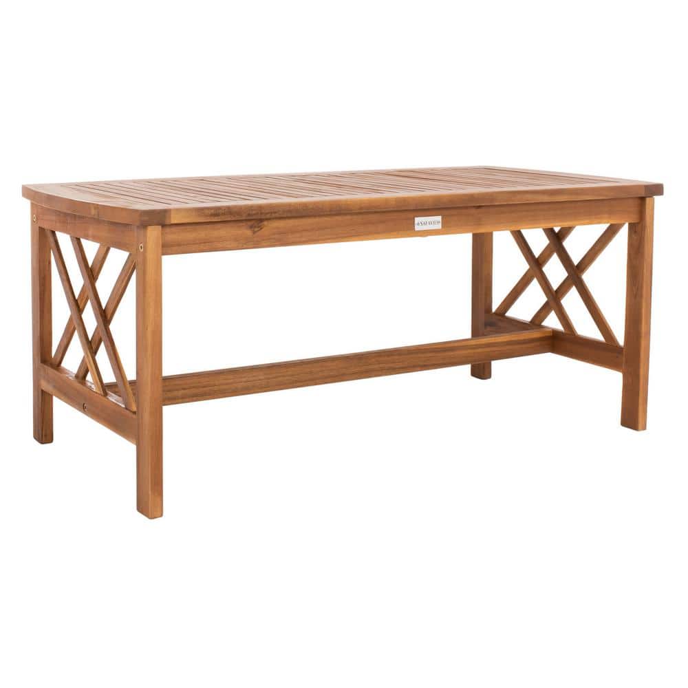 Fontana Natural Acacia Wood 4-Piece Patio Conversation Set with Navy Cushions