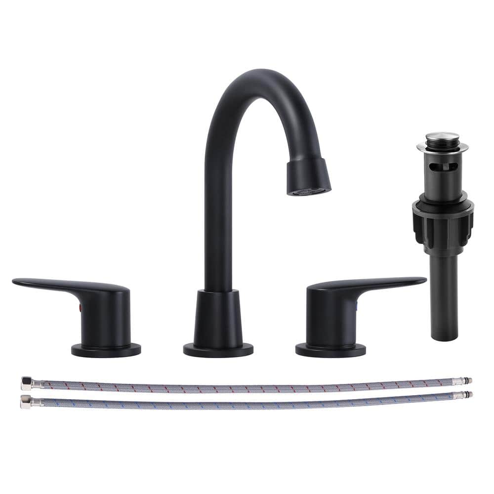 8 in. Widespread Double Handle Bathroom Faucet with Drain Kit Included in M