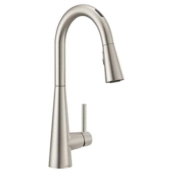 MOEN Sleek Single-Handle Smart Touchless Pull Down Sprayer Kitchen Faucet with Voice Control and Power Clean in Stainless