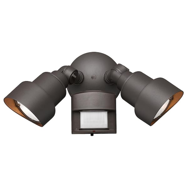 Flood Lights Collection 2-Light Architectural Bronze Motion Activated Outdoor LED Light Fixture