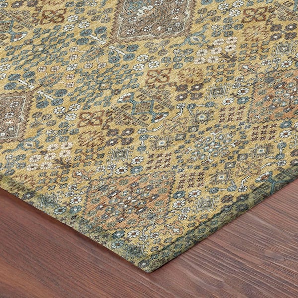 Chantille Machine Washable Indoor/Outdoor Abstract ACN2477 Gold 8 ft. x 10 ft. Area Rug