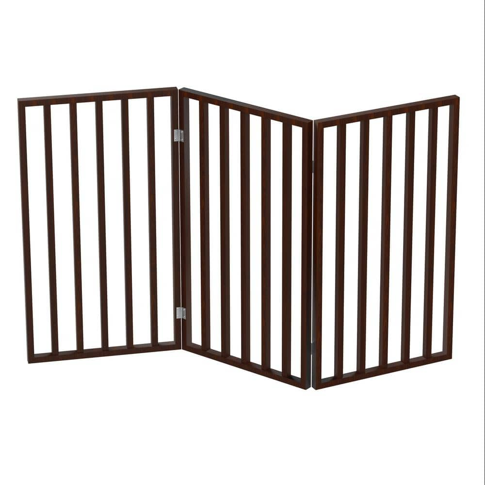 Petmaker 54 In. X 32 In. Wooden Freestanding Brown Pet Gate HW3210106 ...