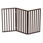 54 in. x 32 in. Wooden Freestanding Brown Pet Gate