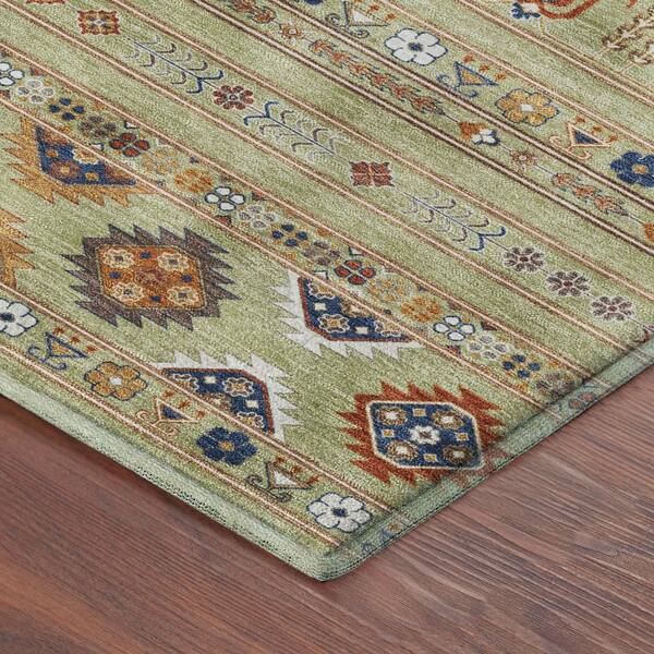Mayfield Premium Machine Washable Abstract AMF2244 Aloe 10 ft. x 14 ft. Area Rug