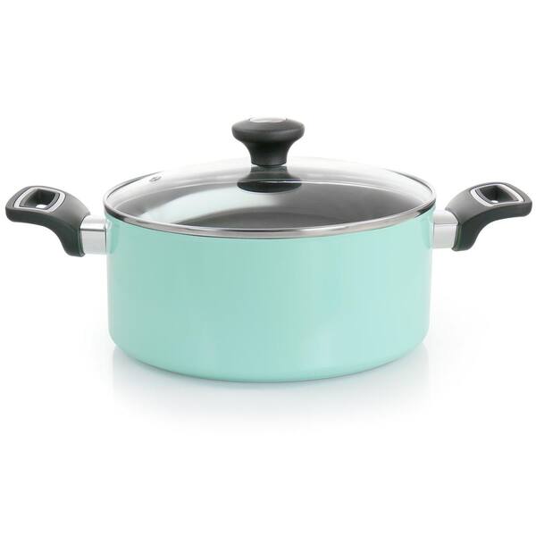 Gibson Martha Stewart Enameled Cast Iron 7 Quart Dutch Oven with Lid in  Turquoise in the Cooking Pots department at