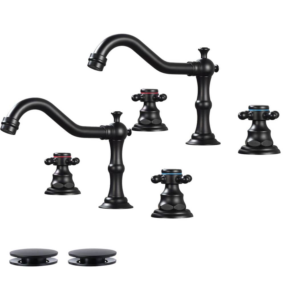 Double Handles 8 in. Widespread Bathroom Faucet 3-Hole Waterfall Bathroom S