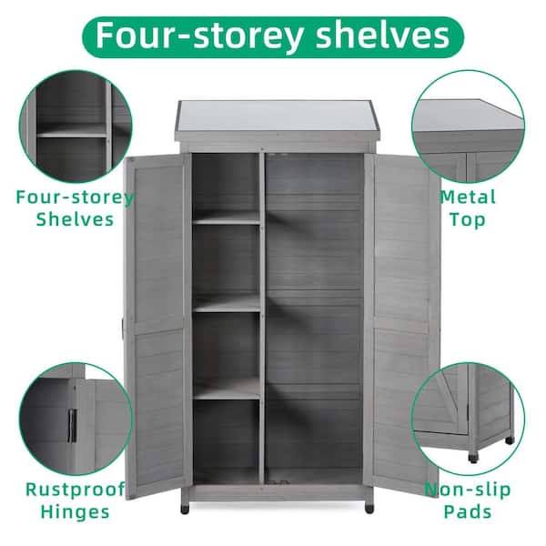 ※ とーちゃん　HZJ77 天板グレー Zeus & Ruta 2.79 ft.W x 1.54 ft.D Gray Wood Outdoor Storage Shed