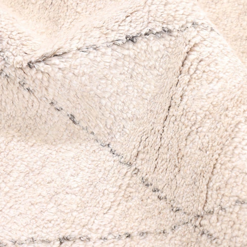 Ivory Wool-Viscose Blend Hand-Knotted Moroccan Shag Rug - 8' x 10'
