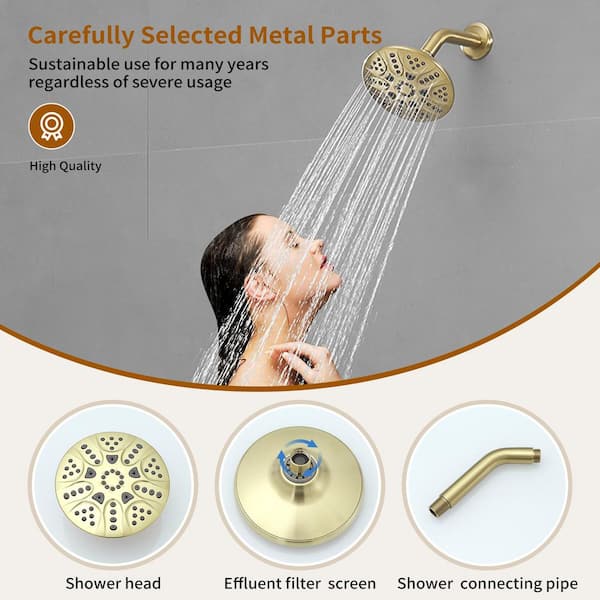 Single Handle 6-Spray Shower Faucet Set Trim Kit 1.8 GPM with Valve and Filtered Shower Head in. Matte Black