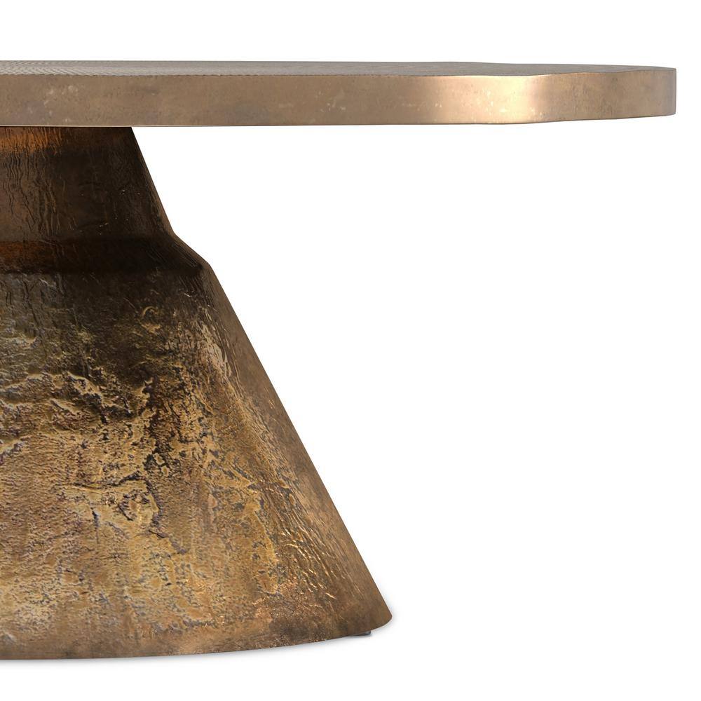 Michelle Vintage Brass Round Cast Aluminum Coffee Table