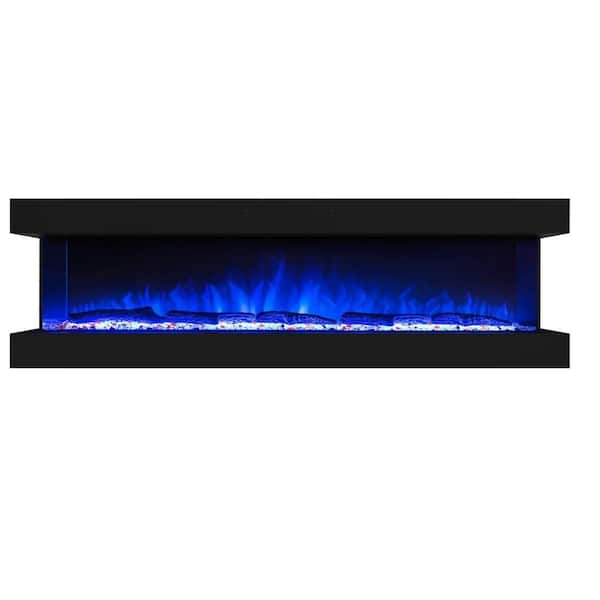 3-Sided 76 in. Recessed and Wall-Mount Electric Fireplace Insert, Decoration for Living Room with 3-Flame Colors, Remote