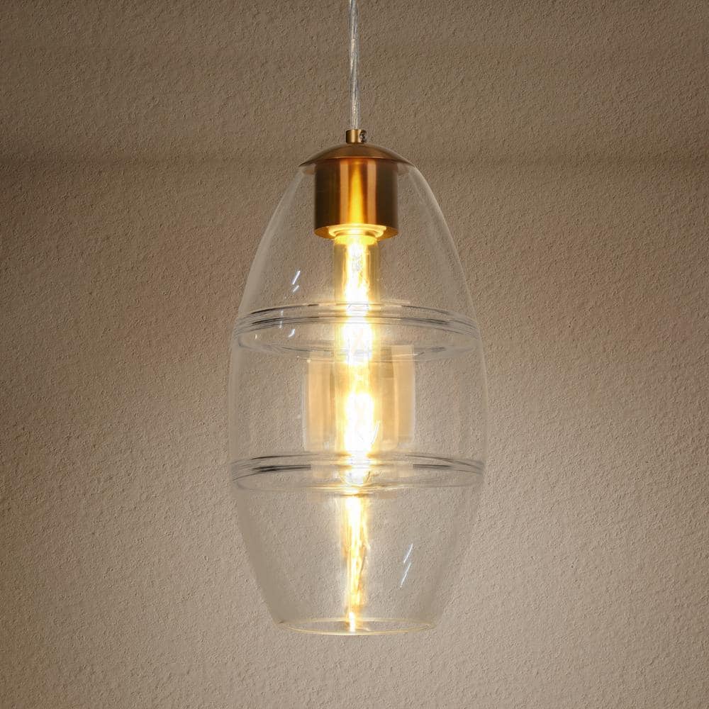 Celery Gold Mini Drum Pendant with Clear Glass Shade