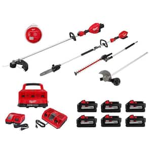 M18 FUEL 18V Cordless 17 in. String Trimmer, Pole Saw, (2) QUIK-LOK Attachments, .105 Line, (6) Battery, (2) Charger