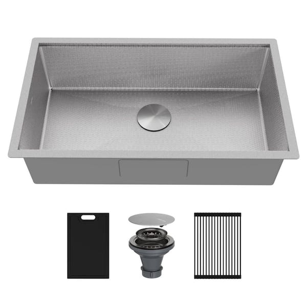 Matrix 32 in. Undermount Single Bowl 16 Gauge Stainless Steel Workstation Kitchen Sink