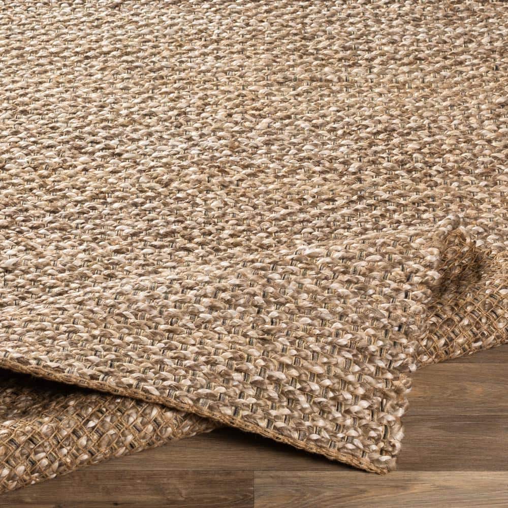 Taupe Handwoven Jute Rectangular Area Rug 5' x 7'