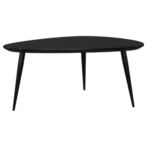 Benjara Deso 31 in. Black Triangle Wood Coffee Table with Metal Legs