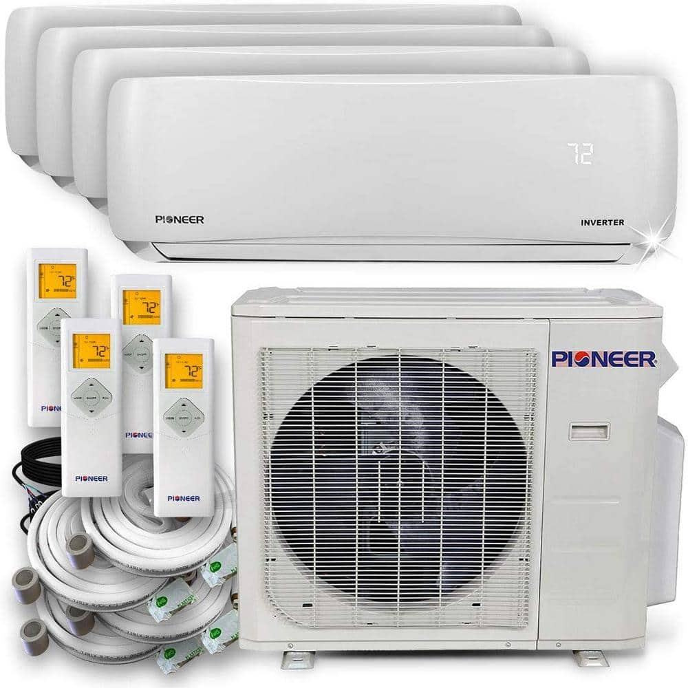 Pioneer Multi 48,000 BTU 4 Ton 22.5 SEER Quad (4) Zone Wall Mount Air ...