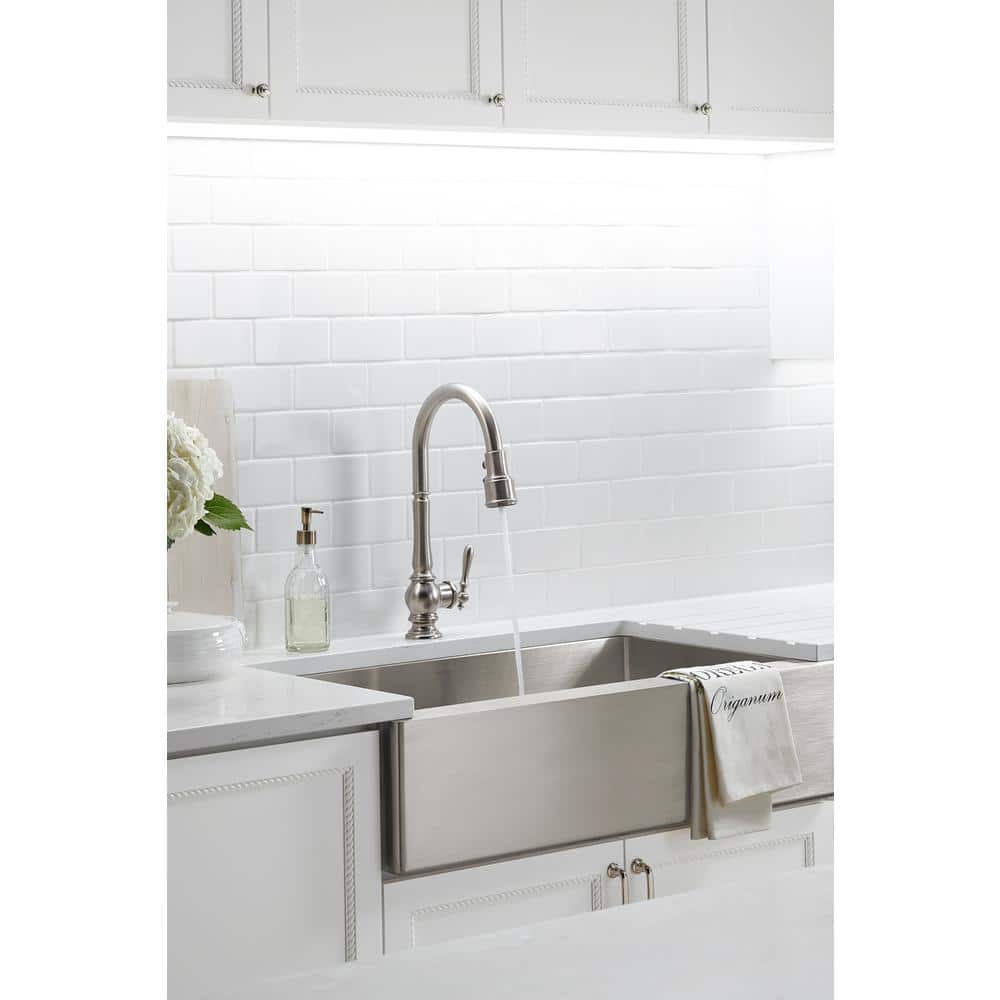 Vibrant Stainless Steel Pull-Down Kitchen Faucet with Spray