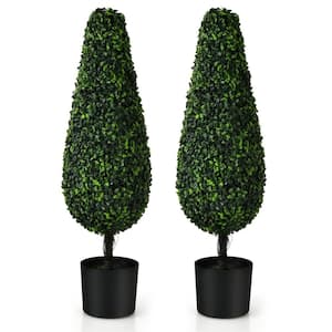 ARTIFICIAL 4' BOXWOOD OUTDOOR UV TOPIARY TREE CONE TOWER EVERGREEN BALL 5 SPIRAL 