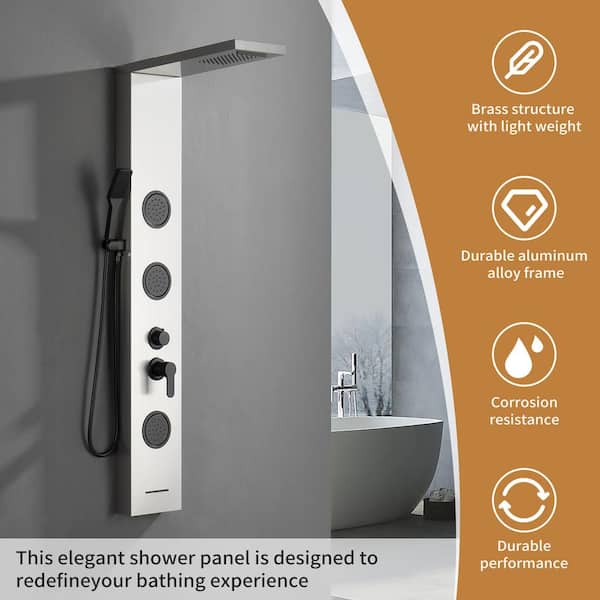 BWE 3-Jet Rainfall Shower Panel System with Rainfall Shower Head