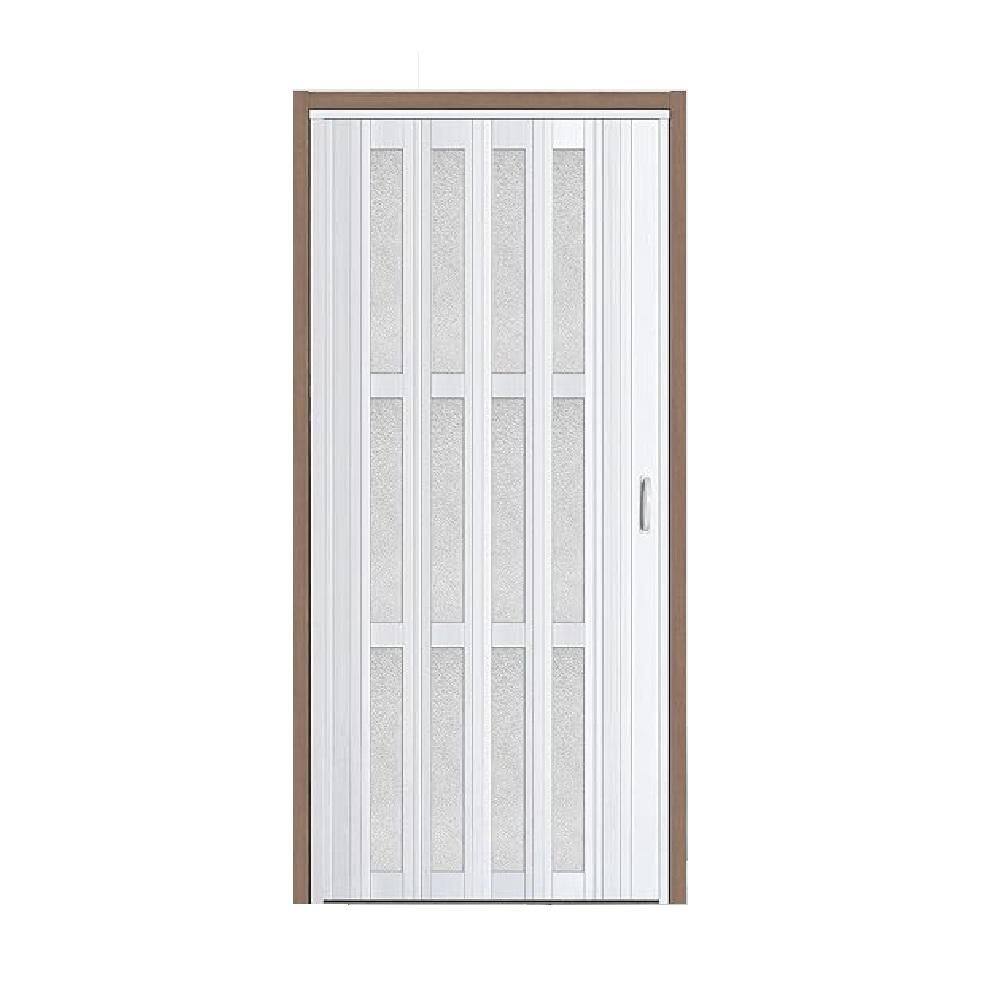 60in. x 80in. White Oak Finished 3 Lite Frosted Acrylic and PVC Folding Accordion Door with Hardware Kit(Double doors) price history on PriceWatchPro