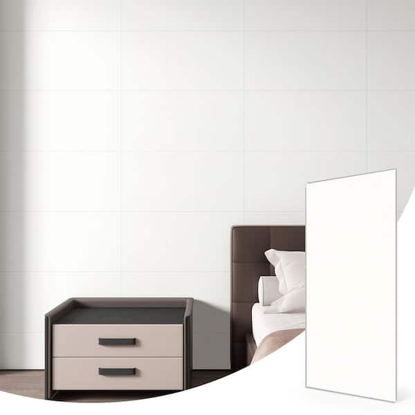 Warm White 4 MIL x 12 in. W x 24 in. L Interlocking Waterproof Vinyl Wall Tile UV Resistant No Grouting (20 sq. ft./Box)