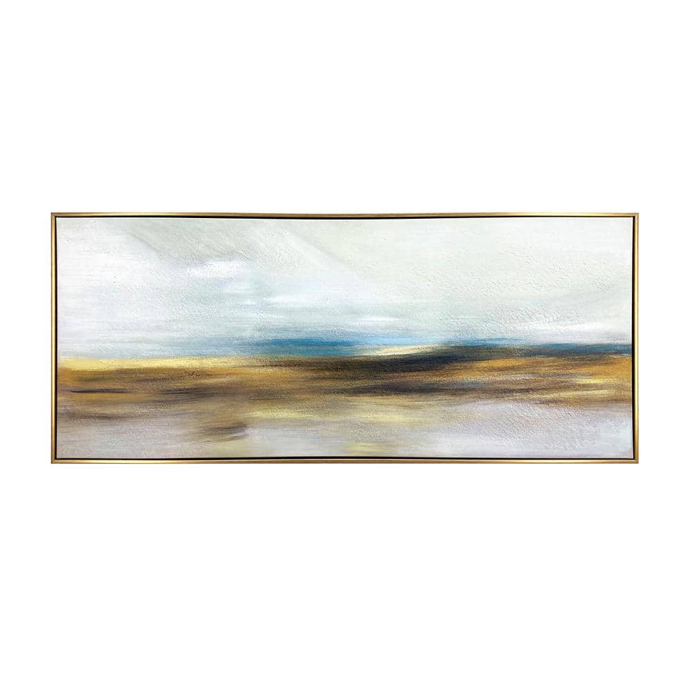 The Horizon Hand Painted Floater Frame Canvas Abstract Wall Art Print 45 in
