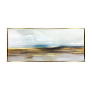 The Horizon Hand Painted Floater Frame Canvas Abstract Wall Art Print 45 in. x 19 in.
