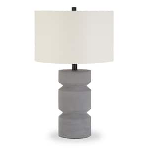 23 in. Gray Standard Light Bulb Bedside Table Lamp