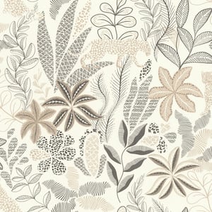 Alani Neutral White Tropical Wallpaper Sample