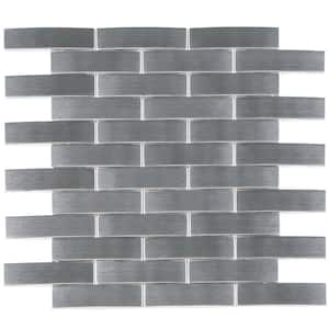 Iron Siliver 11.23 in. x 12.8 in. Brick Joint Matte Stainless Steel Mosaic Tile (10 sq. ft./Case)