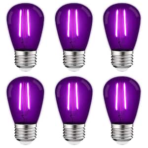 11-Watt Equivalent S14 Edison LED Purple Light Bulb, 0.5-Watt, Outdoor String Light Bulb UL, E26 Base Wet Rated (6-Pack)