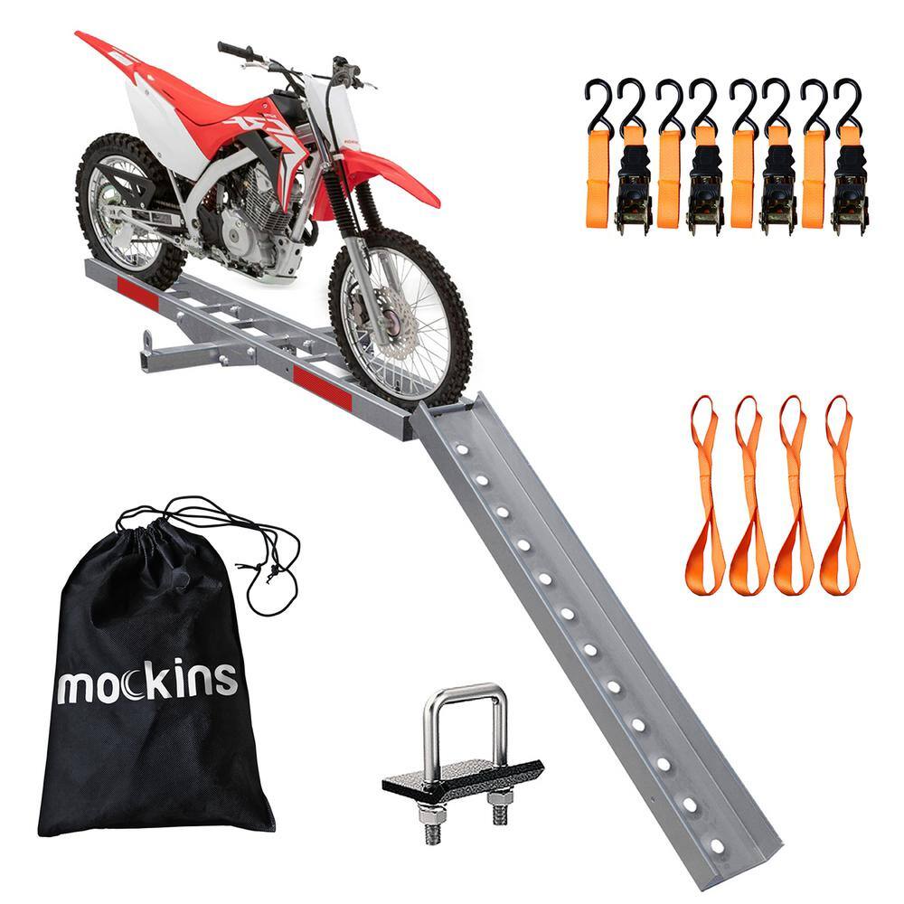 Mockins 500 lb Capacity Heavy-Duty Steel Hitch Mounted Dirt Bike Carrier-  Includes Loading Ramp, Straps & Bonus Hitch Stabilizer MA-40 - The Home  Depot
