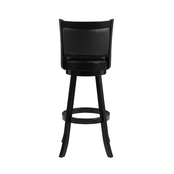 Augusta 47 in. Black High Back Wood 34 in. Swivel Bar Stool with Faux  Leather Seat